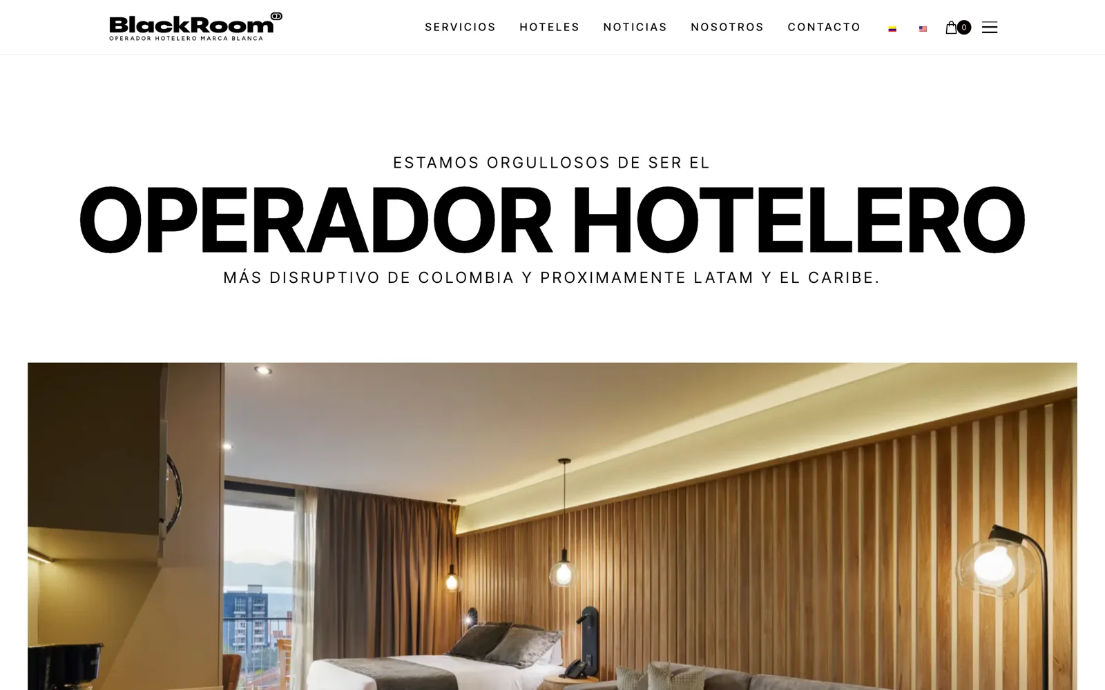 Página de inicio del sitio web de BlackRoom, hecho por Propaganda