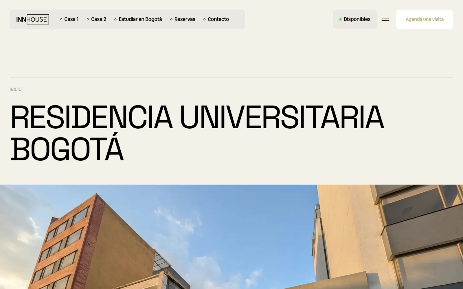 Página de inicio del sitio web de Innhouse, hecho por Propaganda