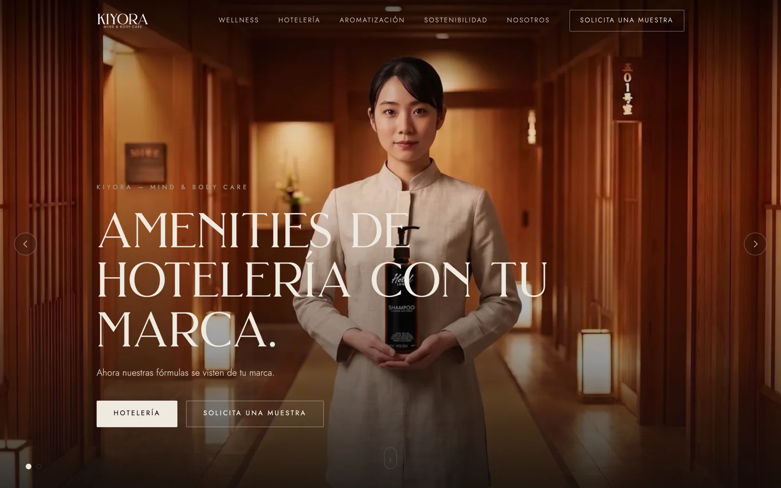 Página de inicio del sitio web de KIYORA, hecho por Propaganda