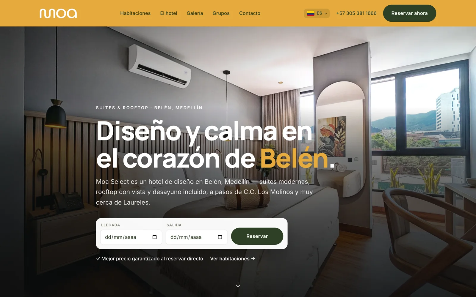 Página de inicio del sitio web de Moa Select, hecho por Propaganda