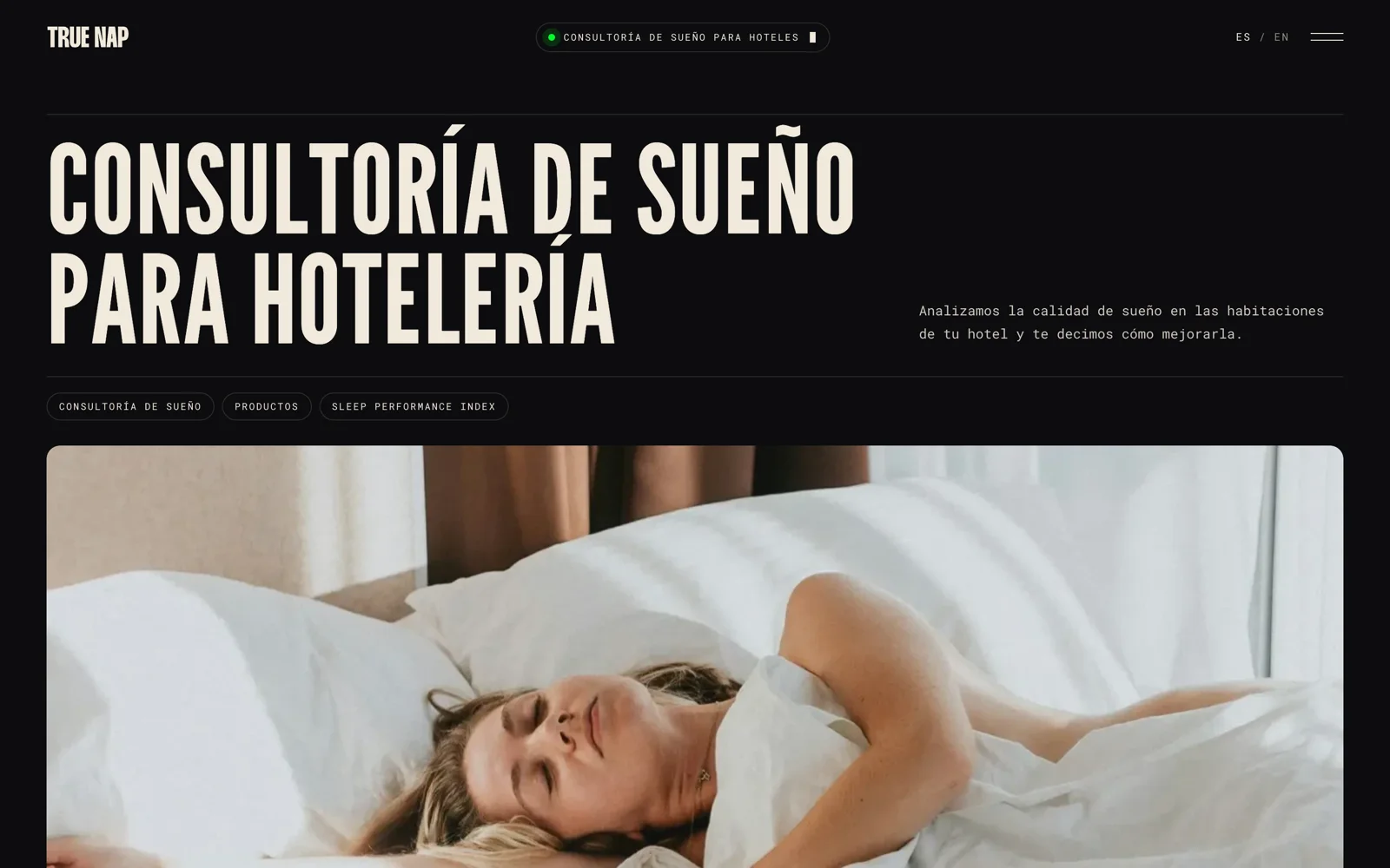 Página de inicio de truenap.co, web hecha por Propaganda
