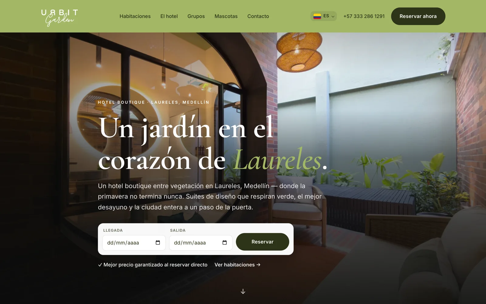 Página de inicio del sitio web de URBIT Garden, hecho por Propaganda